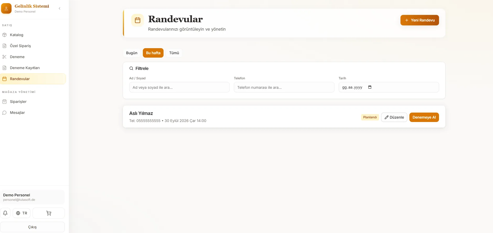 Personel paneli: randevudan denemeye al